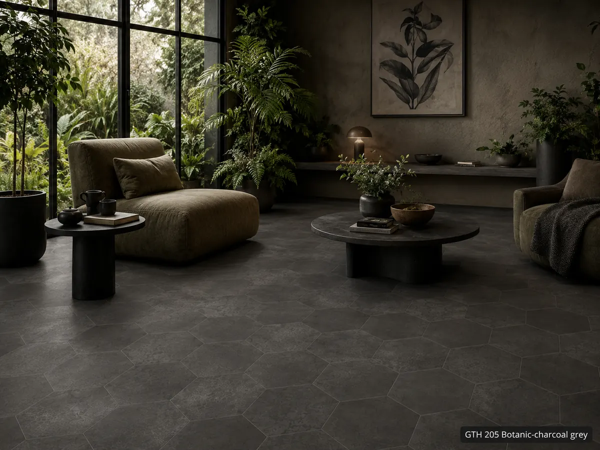 Wizualizacja dekoru GTH 205 Botanic charcoal grey