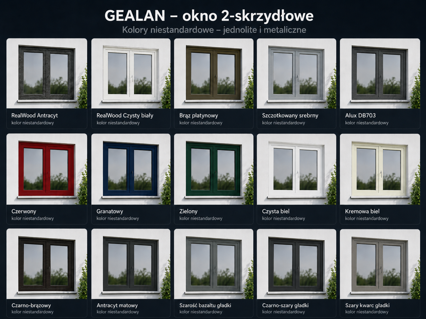 GEALAN — plansza kolorów jednolitych i metalicznych